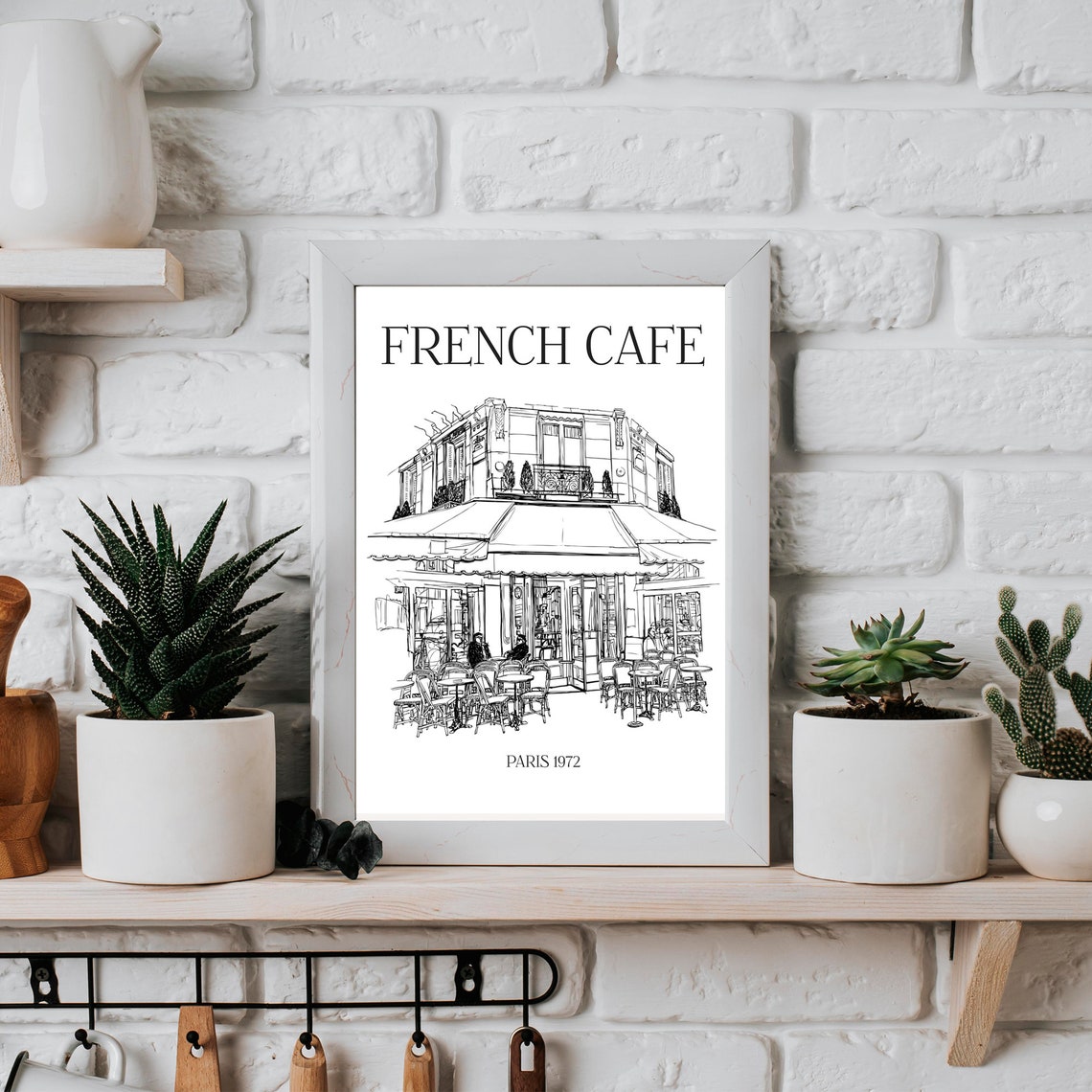 French Cafe Wall Art Paris Cafe Poster Black and White Cafe Etsy