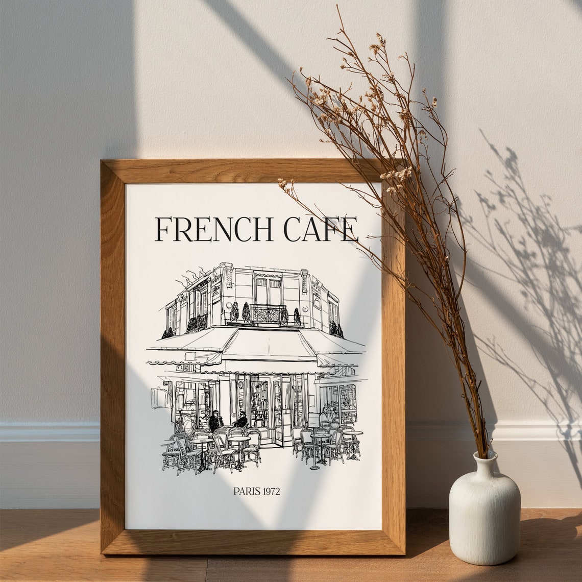 French Cafe Wall Art Paris Cafe Poster Black and White Cafe Etsy