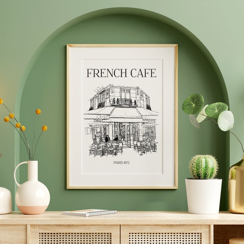 French Cafe Wall Art Paris Cafe Poster Black and White Cafe Etsy