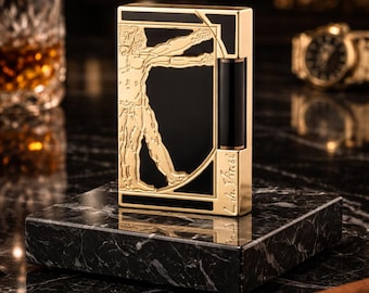 S.T. Dupont Feuerzeug Uimo vitruviano Da Vinci Man Muster.