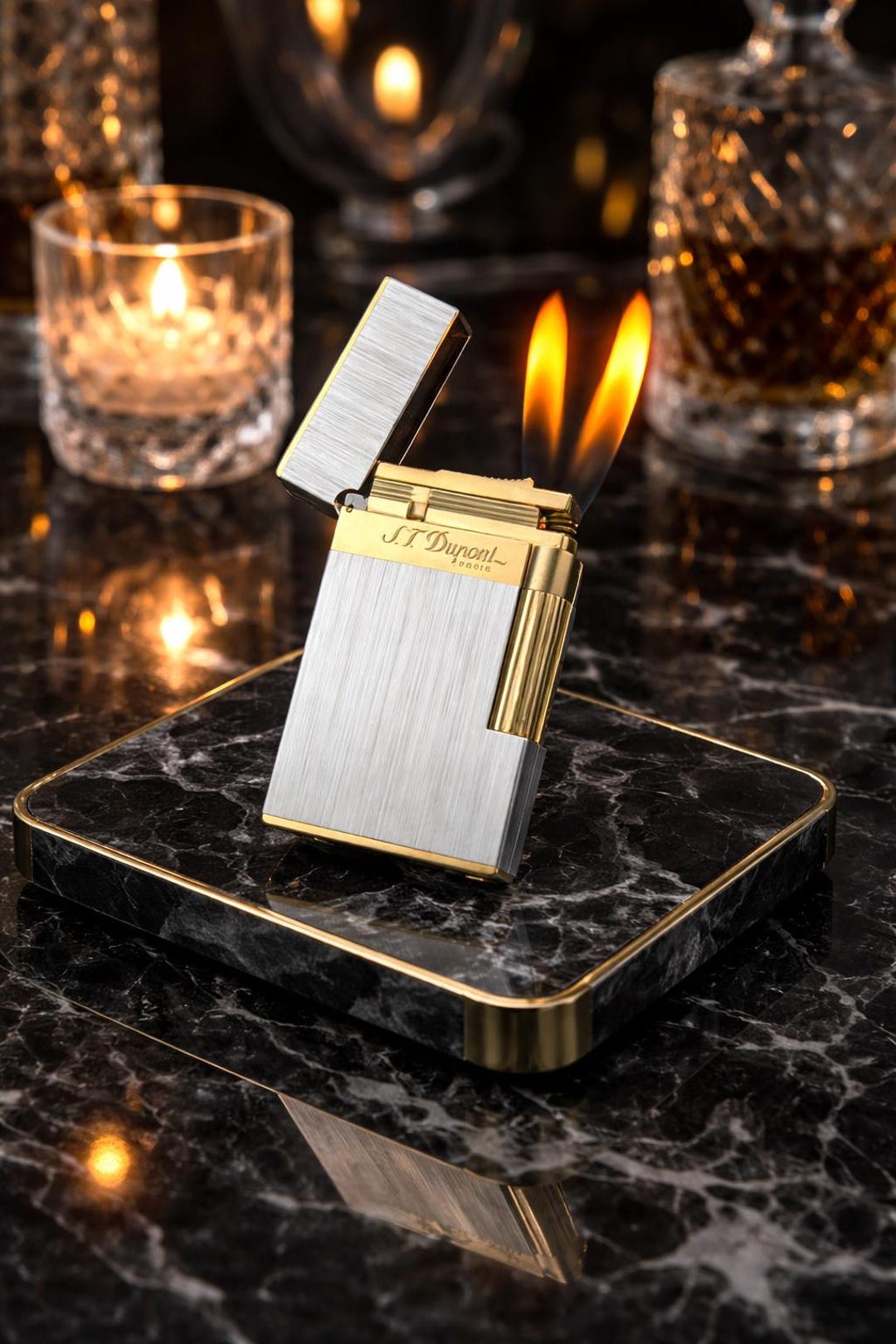 Double Flames Brushed Metal Dupont Gas Lighter. - Etsy
