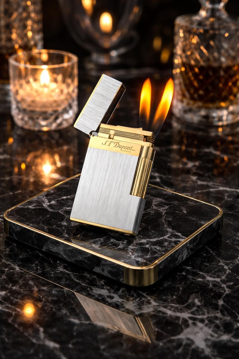 Double Flames Brushed Metal Dupont Gas Lighter. - Etsy