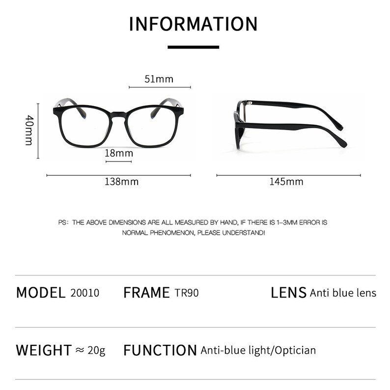 Unisex Anti Blue Light Glasses Computer Blocking Blue Tint, Light