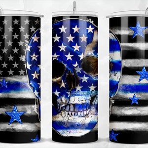 Politie vlag patriottische schedel 20oz magere tuimelaar png sublimatie ontwerp downloaden, Amerikaanse politie png, schedel tuimelaar png, ontwerpen downloaden