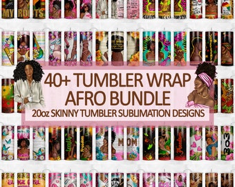 40+ Afro Tumbler Wrap Sublimation Designs, 20 oz Skinny Tumbler Bundle Wrap, Afro Design Tumbler Png, Sublimate Download