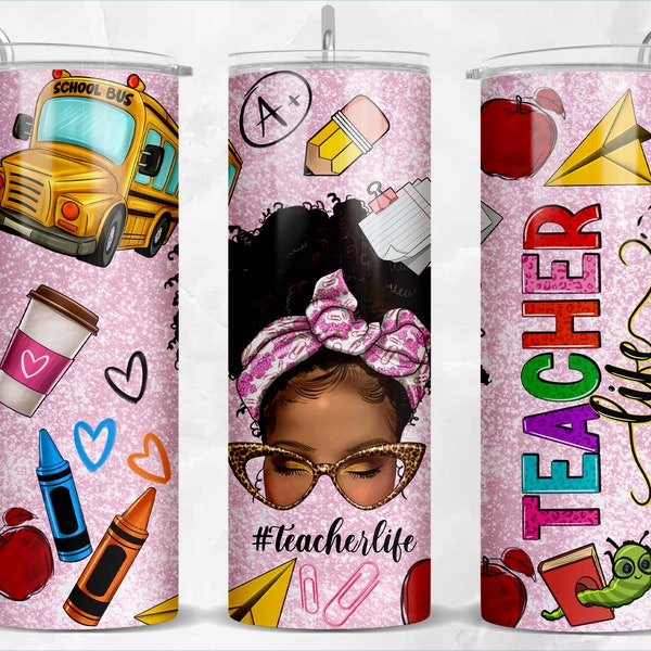 Afro Teacher life 20 oz skinny tumbler png, Teacher tumbler wrap png, Teacher 20 oz tumbler designs, Teacher png, tumbler png download