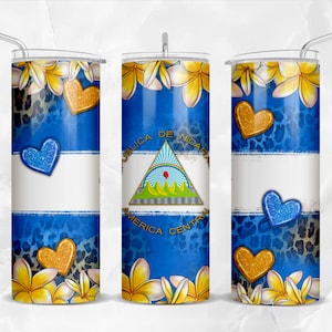 Nicaragua 20 oz skinny tumbler png, El Salvador flag tumbler wrap png, floral 20 oz tumbler designs, tumbler png download