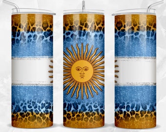 Gobelet skinny 20 oz Argentine pour sublimation png, drapeau de l'Argentine png, emballage de gobelet png, motifs gobelet 20 oz, téléchargement