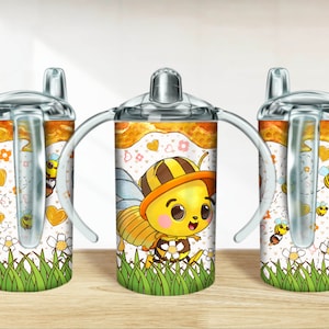 Cute bee 12 oz sippy cup png, bee sippy cup designs, sippy cup wrap png, cute bee png, sippy cup sublimation designs downloads