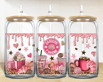 Caffecito y chisme 16 oz libbey glass wrap png, libbey wrap png, western libbey glass png, libbey cup sublimation png design downloads