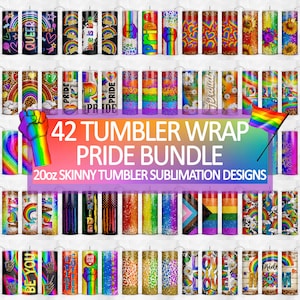 42 Pride Tumbler Wrap Sublimation Designs, 20 oz Skinny Tumbler Bundle Wrap, Pride Design Tumbler Png, Sublimate Download