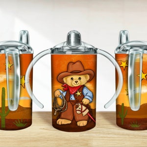 Cowboy toys bear 12 oz sippy cup png sublimation design download, sippy cup designs, sippy cup wrap png, sippy cup designs downloads