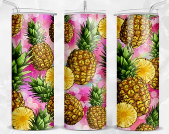 Ananas mit glitter 20oz Becher Sublimation Design Download, Ananas png, Fruit Tumbler png, sublimate designs download