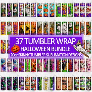37 Halloween Tumble Wrap Sublimationsdesigns, 20 Unzen Skinny Tumble Wrap, Halloween Design Tumbler Png, Sublimation Download