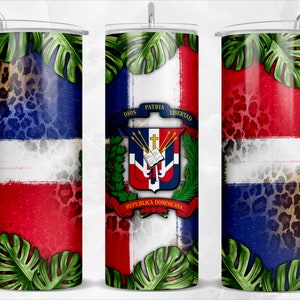 Dominikanische Republik 20 oz schmaler Becher png Sublimationsdesign Download, Dominikanische Flagge png, Becher verpackung png, 20 oz Becherdesigns, Download
