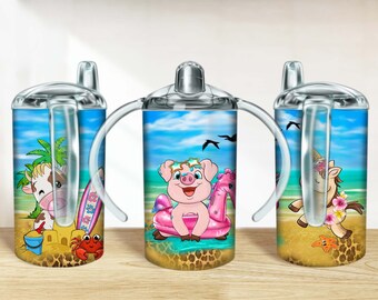 Animales lindos Verano 12 oz taza para sorber png descarga de sublimación, diseños de tazas para sorber, envoltura de taza para sorber png, descargas de sublimación de tazas para sorber