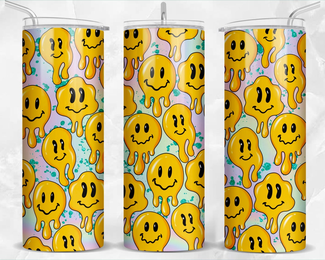 Retro Smiley Faces 20 Oz Skinny Tumbler Png Sublimation Design Download ...