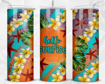 Bonjour sunrise gobelet skinny été 20 oz png, emballage de gobelet d'été png, motifs de gobelet été 20 oz, gobelet téléchargement png
