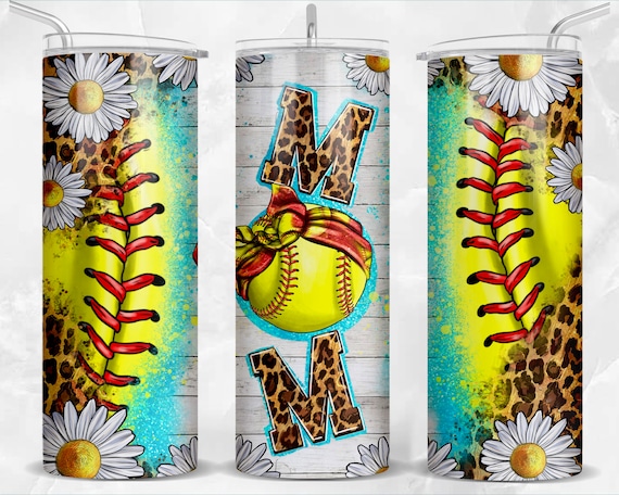Softball Mom leopard 20oz skinny tumbler png, sport png, game day png, sport mom png, Softball tumbler png, sublimate designs download