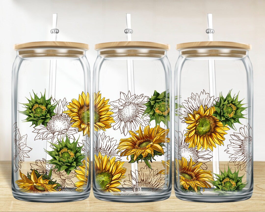 Sunflowers 16 Oz Libbey Glass Wrap Png, Libbey Wrap Png, Sunflowers ...
