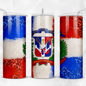 Dominican Republic flag 20 oz skinny tumbler png sublimation design download, Dominican tumbler wrap png, 20 oz tumbler designs, download