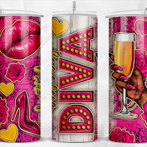 Birthday diva pink 20 oz skinny tumbler png sublimation design download,tumbler wrap png, tumbler png,20 oz tumbler designs,tumbler download