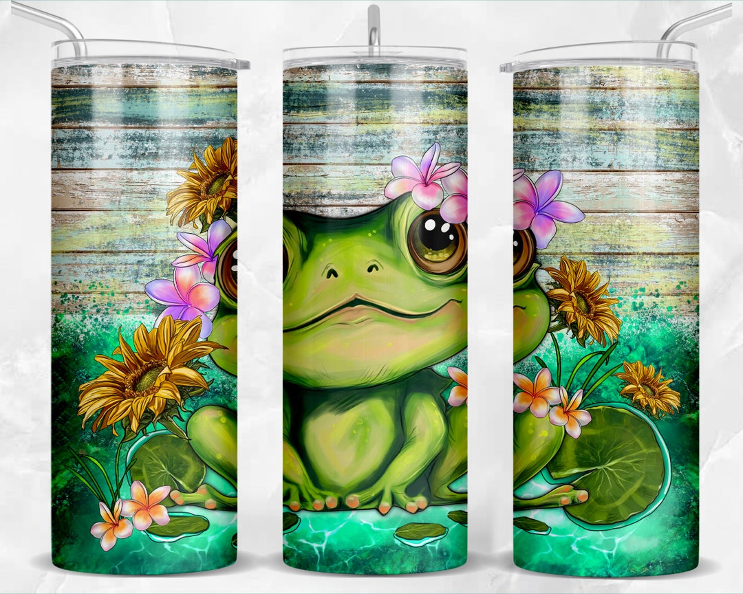 Frog With Sunflower 20 Oz Skinny Tumbler Png Sublimation Design ...