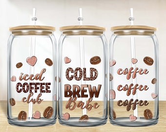 Coffee club coffee bean 16 oz libbey glass wrap png, libbey wrap png, coffee libbey glass png, libbey cup sublimation png downloads