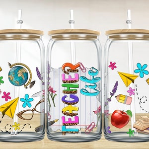 Teacher life and flowers 16 oz libbey glass wrap png, libbey wrap png, libbey glass png, libbey cup sublimation png design downloads