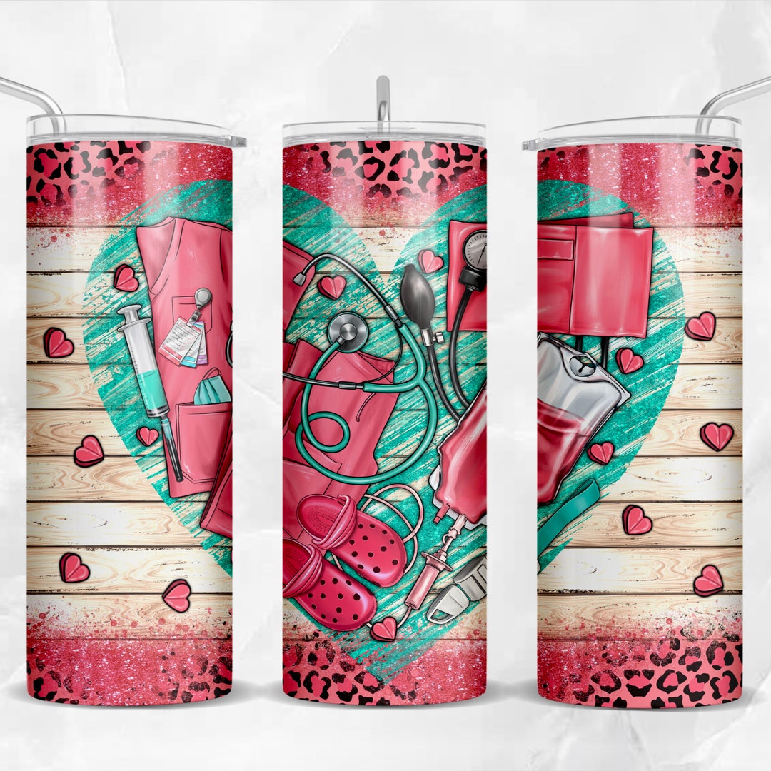 Nurse and Leopard 20 Oz Skinny Tumbler Png Sublimation Design Download ...