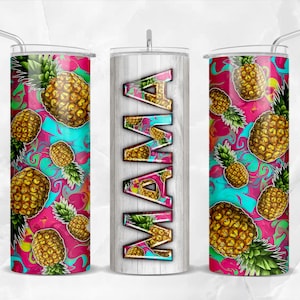 Pineapple Mama 20 oz skinny tumbler png sublimation design download, Mama tumbler wrap png, Pineapple 20 oz tumbler designs, png download