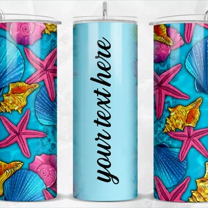Personalized seashells with sea 20oz skinny tumbler png, seashells tumbler png, custom name tumbler png, tumbler png download