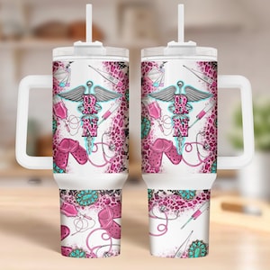 RN 40 oz Quencher tumbler png sublimation design download, Nurse tumbler wrap png, Registered Nurse 40 oz tumbler designs, png download
