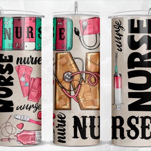 Nurse 20 oz skinny tumbler png sublimation design download, Nurse life png, tumbler wrap png, 20 oz tumbler designs, tumbler png download