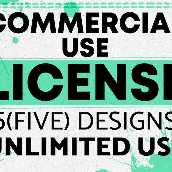 Commercial Use License for Small Businesses and Physical Products, Multiple (5) Design, Unlimited Use, Commercial Use License