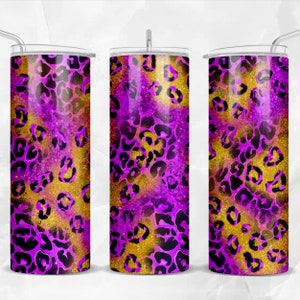 Purple leopard glitter 20 oz skinny tumbler png, leopard tumbler wrap png, purple 20 oz tumbler designs, tumbler png download