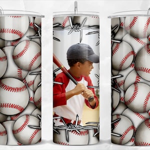 Basebollfotoram 20oz smal tumbler png sublimeringsdesign nedladdning, anpassa tumbler png, basebolltumbler png, sublimeringsnedladdning