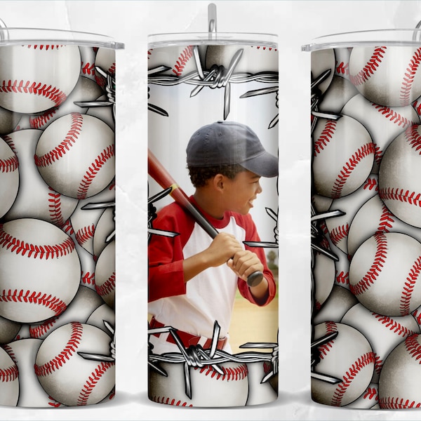 Baseball photo frame 20oz skinny tumbler png sublimation design download, customize tumbler png, Baseball tumbler png, sublimate download