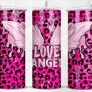 Love angel 20 oz skinny tumbler png, pink tumbler wrap png, angel wings 20 oz tumbler designs, tumbler png download