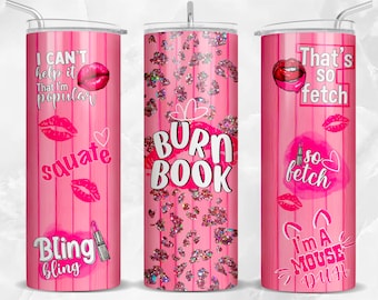 Burn book 20 oz smal tumbler png sublimeringsdesign för nedladdning, tumbleromslag png, 20 oz tumblerdesigner, tumbler png för nedladdning