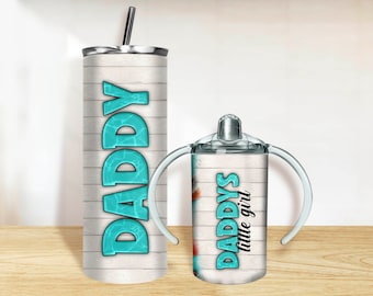 Fishing Dad and Mini Tumbler PNG, 20oz Skinny Tumbler and 12oz Sippy Cup Wrap Png, Dad and Mini tumbler set png sublimation download