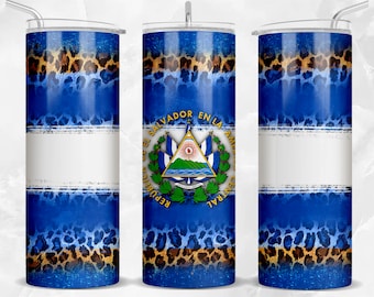 El Salvador 20 oz skinny tumbler png sublimation design download, El Salvador flag png, tumbler wrap png, 20 oz tumbler designs, download