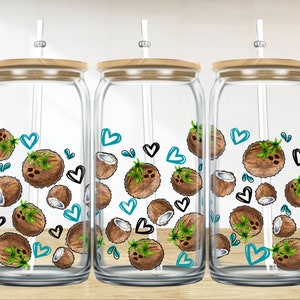 Coconut 16 oz libbey glass wrap png sublimation design download,libbey wrap png,libbey glass png,libbey cup sublimation png design downloads