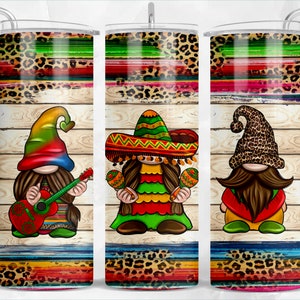 Mexican gnomes 20oz tumbler sublimation design download, western tumbler png, Mexican png, serape tumbler png, sublimate designs download
