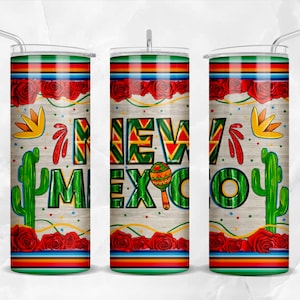 Gobelet mince 20 oz Nouveau-Mexique png, emballage de gobelet mexicain png, motifs de gobelet Mexique 20 oz, gobelet téléchargement png