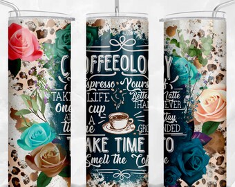 Coffeeology 20 oz skinny tumbler png, western tumbler wrap png, coffee 20 oz tumbler designs, coffee love png, tumbler png download