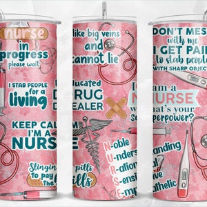 Funny Nurse 20 oz skinny tumbler png sublimation design download, tumbler wrap png, 20 oz tumbler designs, tumbler png download