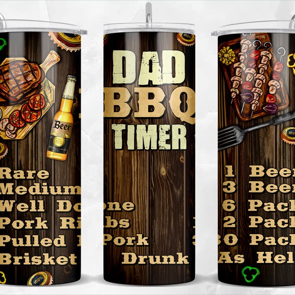 Dad bbq timer 20 oz skinny tumbler png sublimation design download, tumbler wrap png, 20 oz tumbler designs, tumbler png download