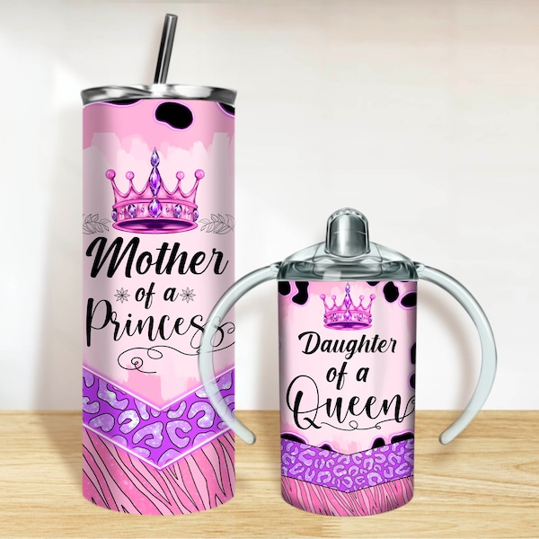 Mother and daughter tumbler PNG, 20oz skinny tumbler and 12oz Sippy Cup Wrap Png, Mama and mini tumbler set png download