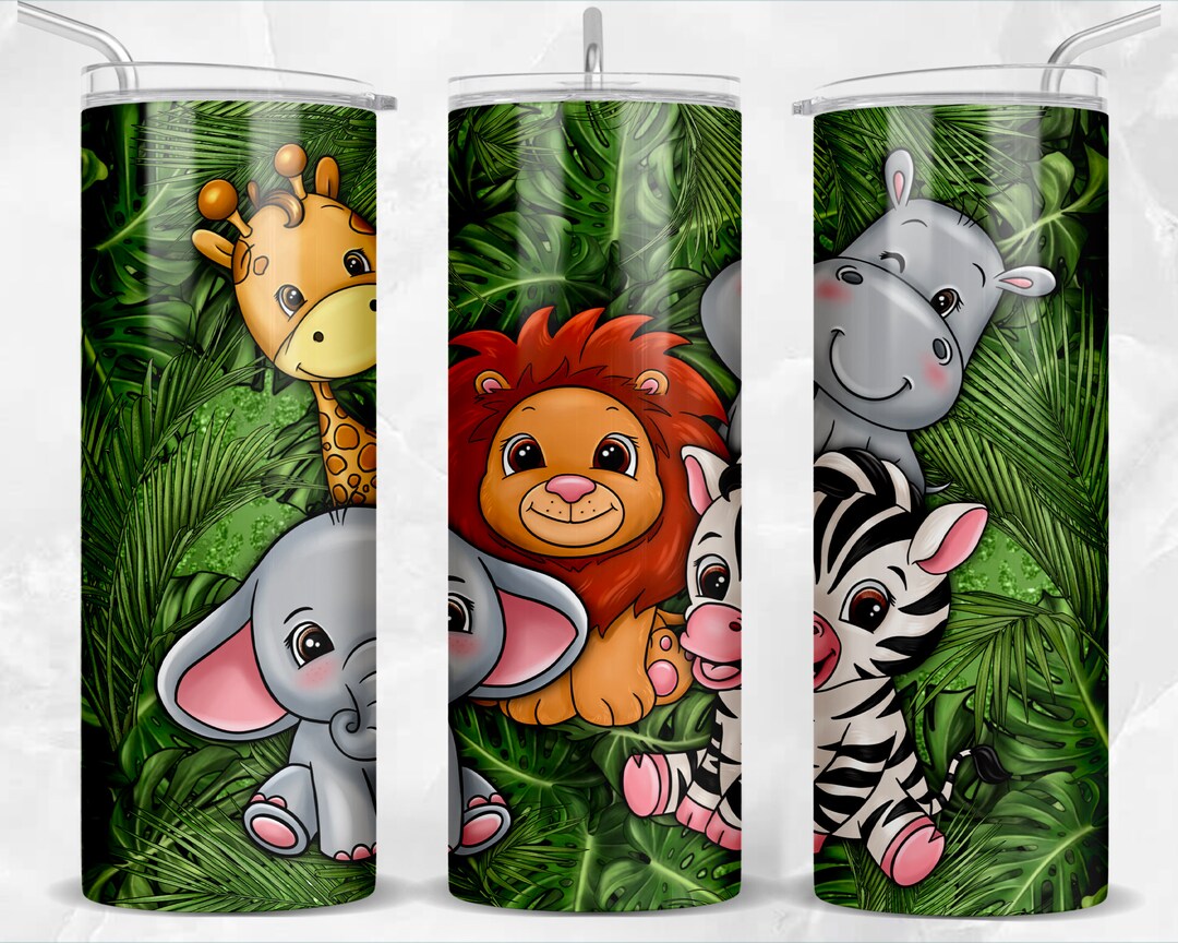 Cute Safari Animals 20 Oz Skinny Tumbler Png Sublimation Design ...